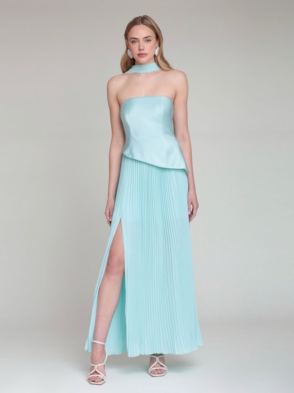 Avec Les Filles Strapless Bodice Chiffon Combo Dress